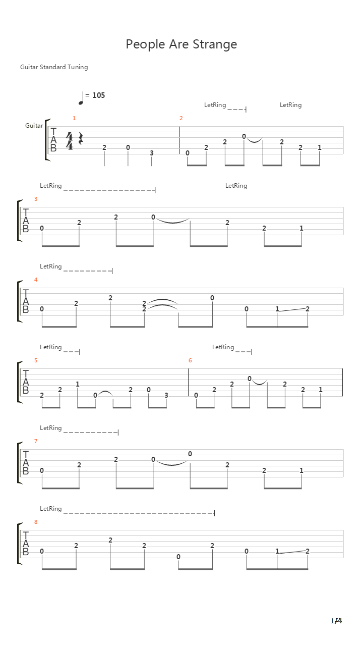 People Are Strange吉他谱