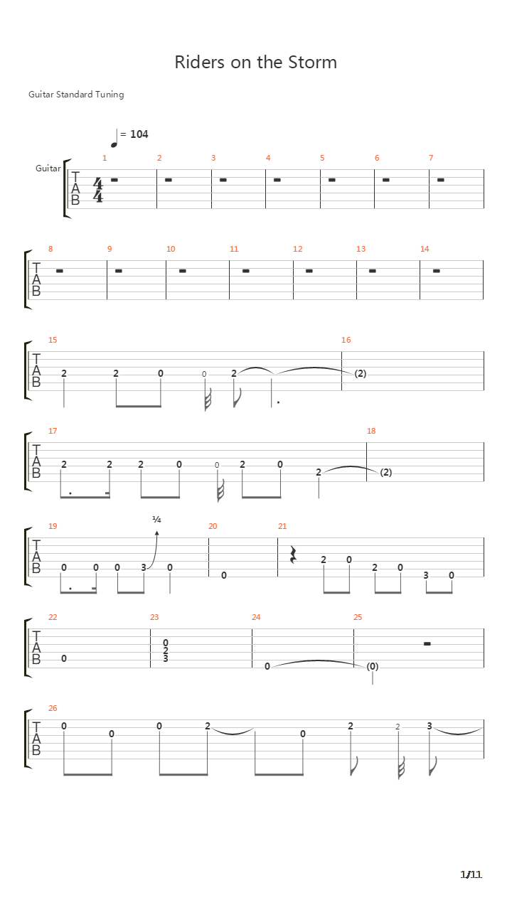 Riders On The Storm吉他谱
