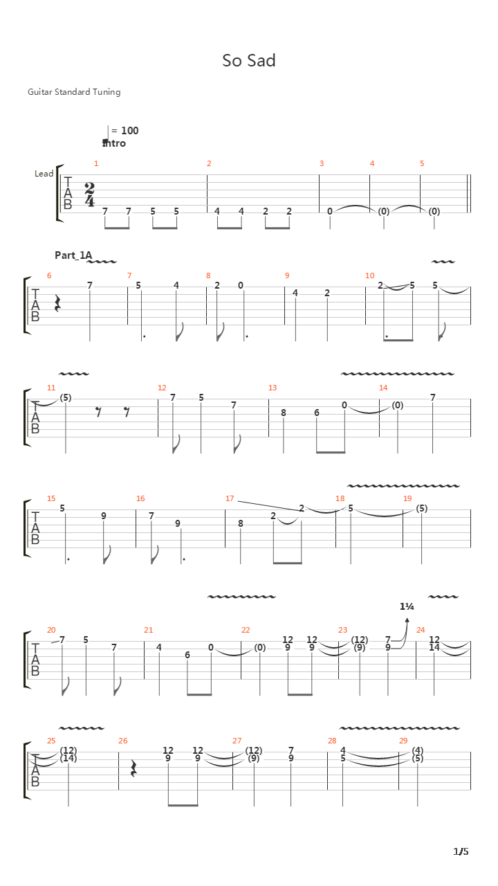So Sad吉他谱