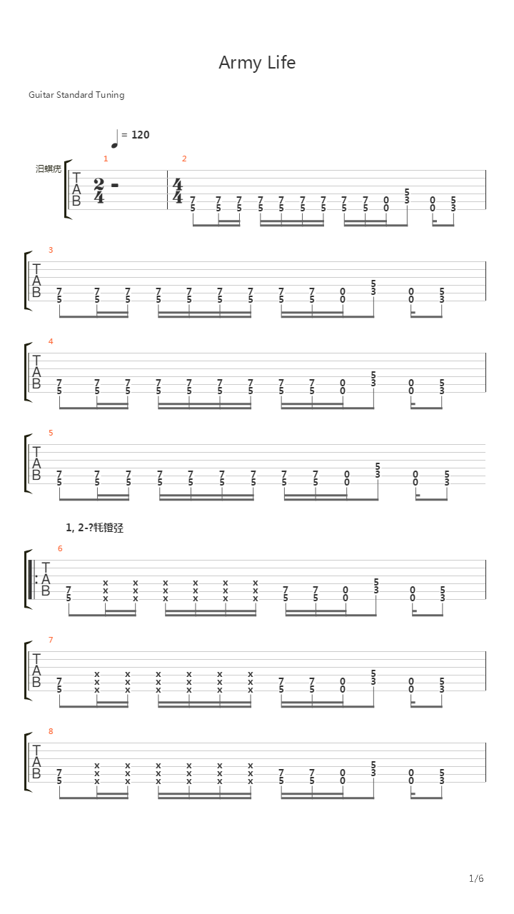 Army Life吉他谱
