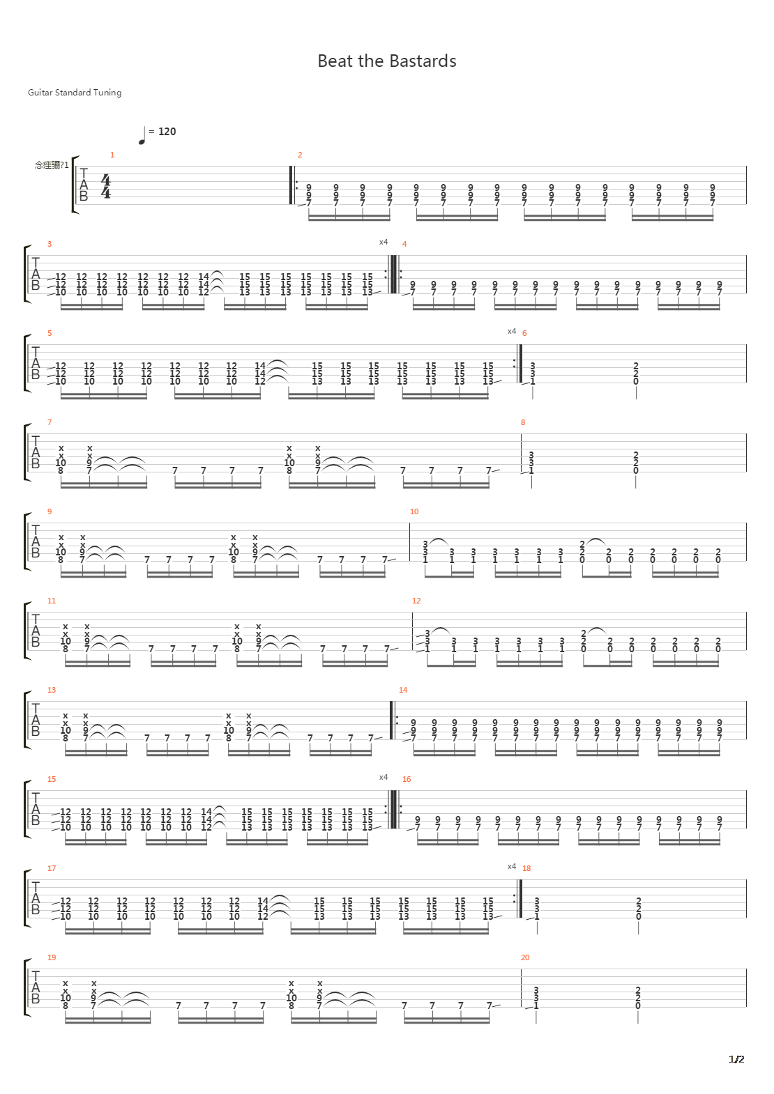 Beat the Bastards吉他谱