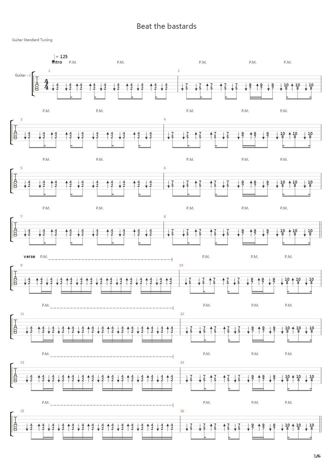 Beat the Bastards吉他谱