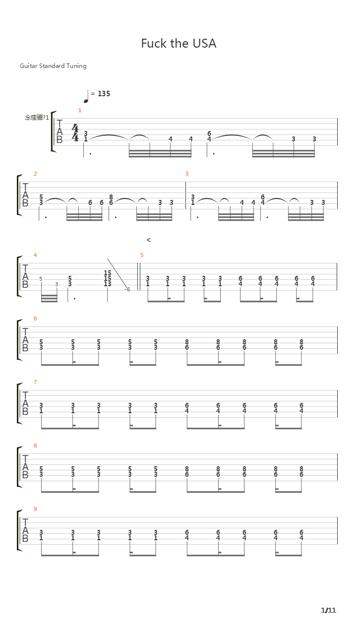 Fuck The USA吉他谱