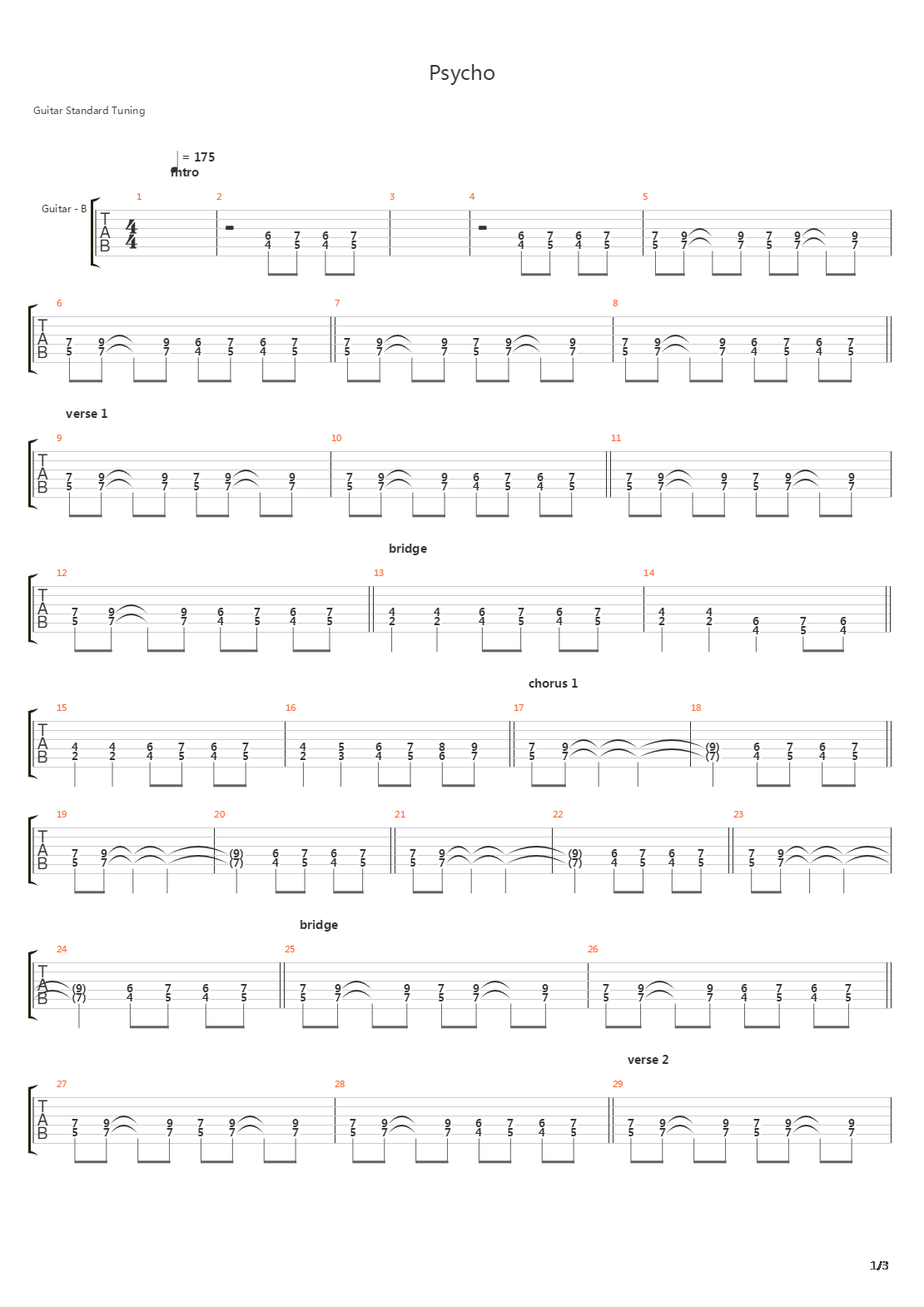 Psycho吉他谱
