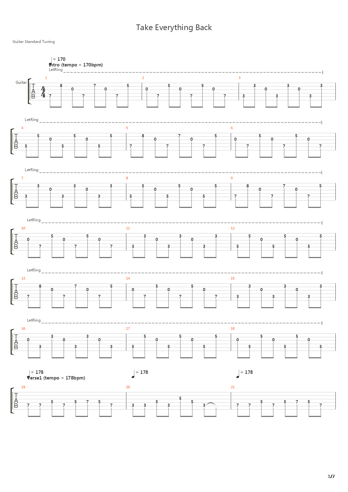 Take Everything Back吉他谱