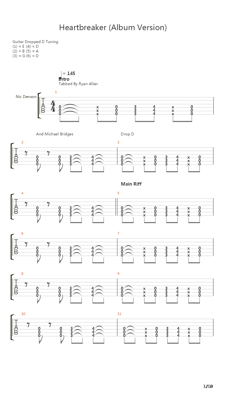 Heartbreaker吉他谱
