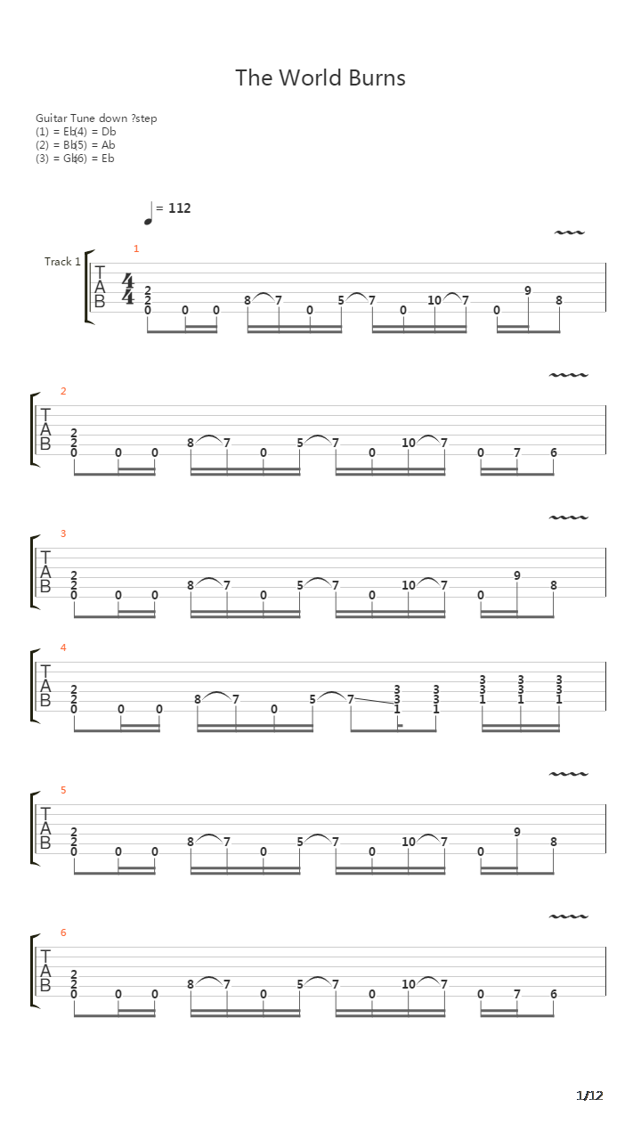 The World Burns吉他谱