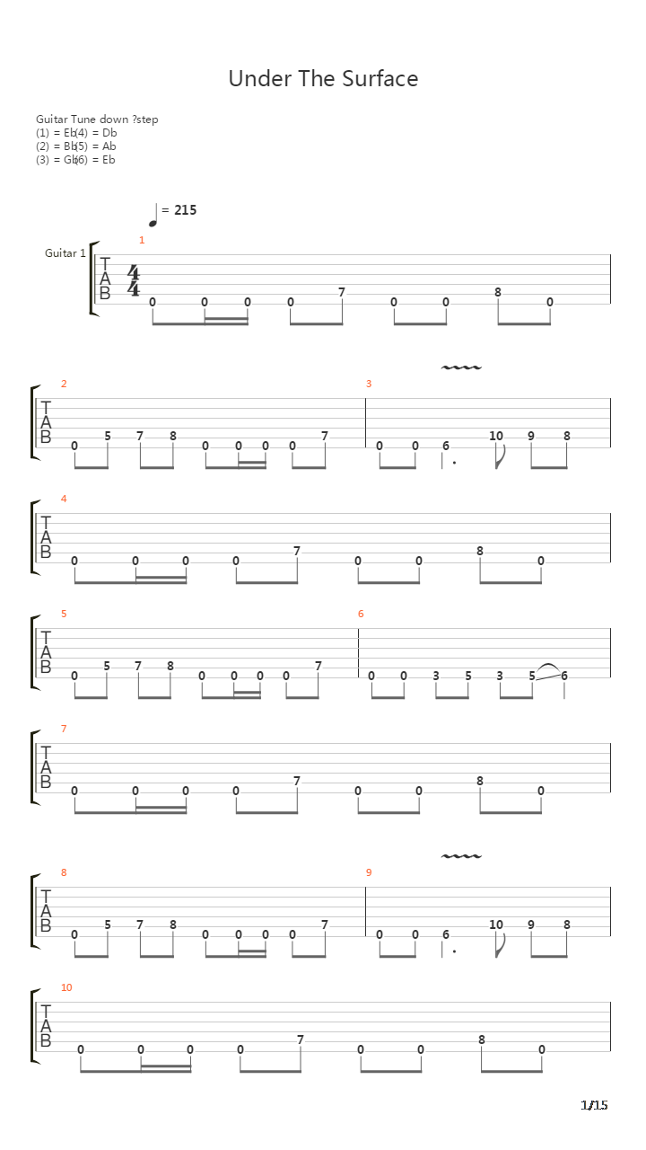 Under The Surface吉他谱