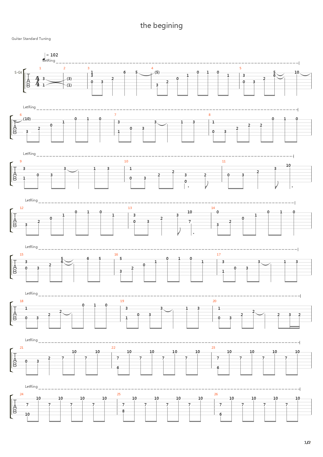 the begining吉他谱