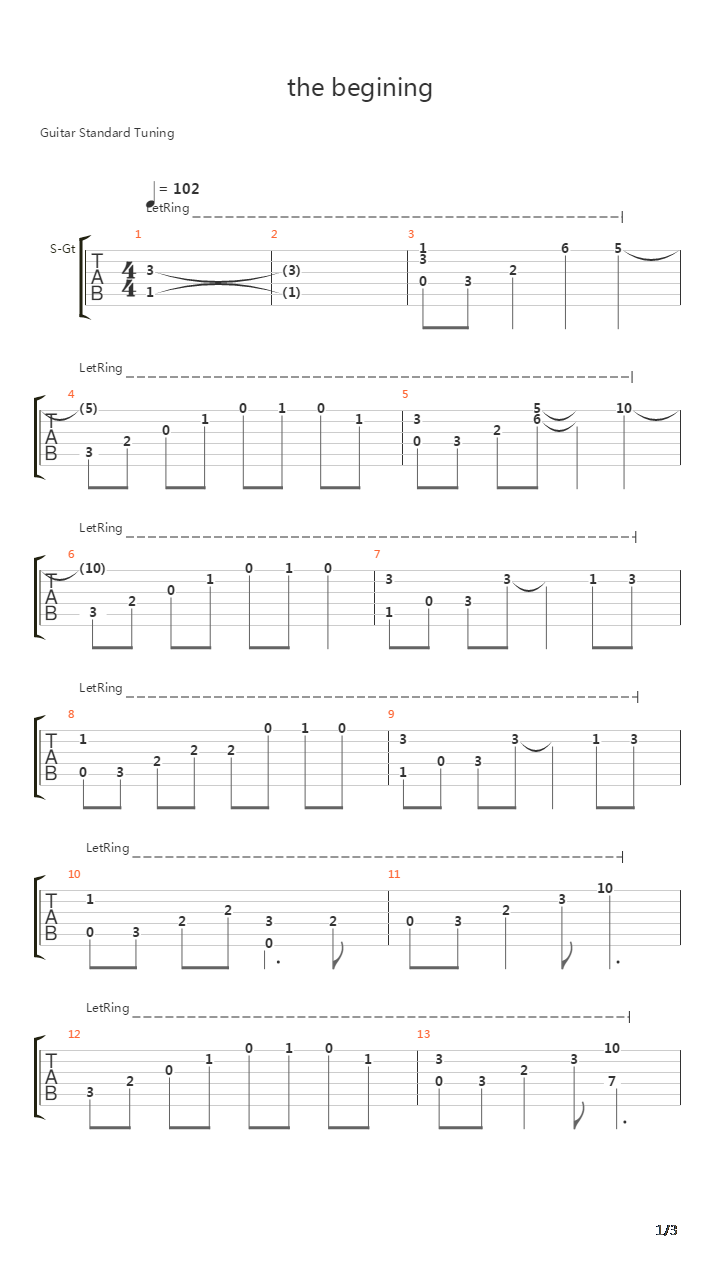 the begining吉他谱