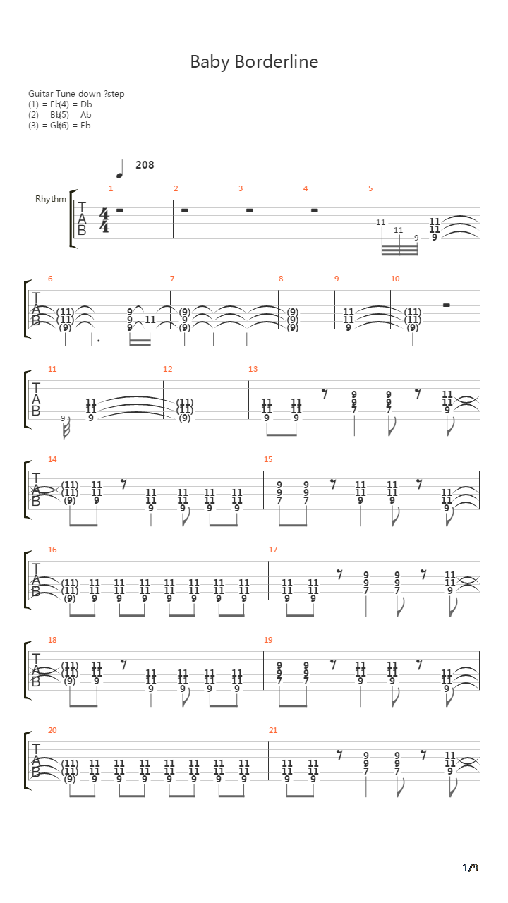 Baby Borderline吉他谱
