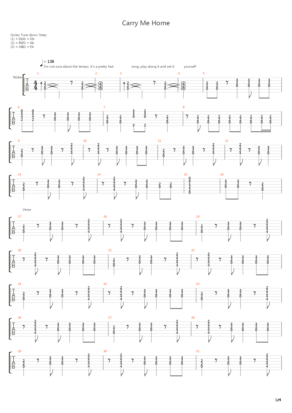 Carry Me Home吉他谱