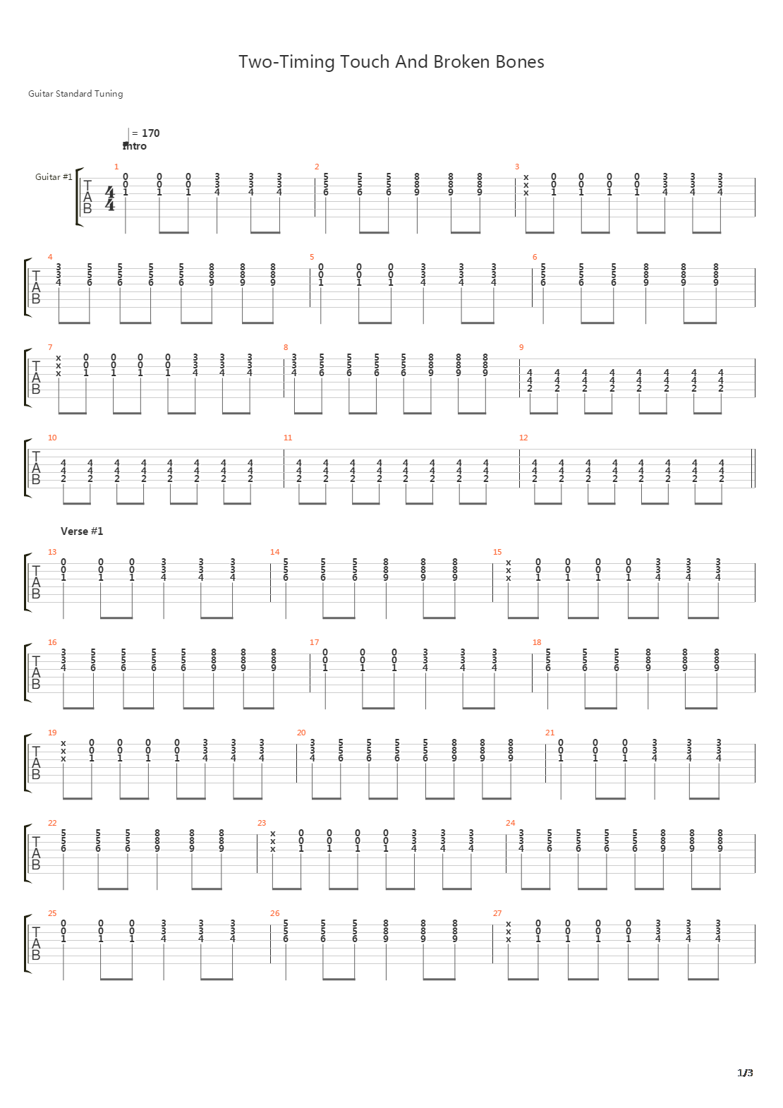 Two-Timing Touch And Broken Bones吉他谱
