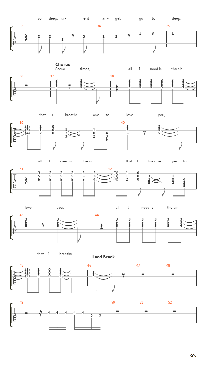 The Air That I Breathe吉他谱