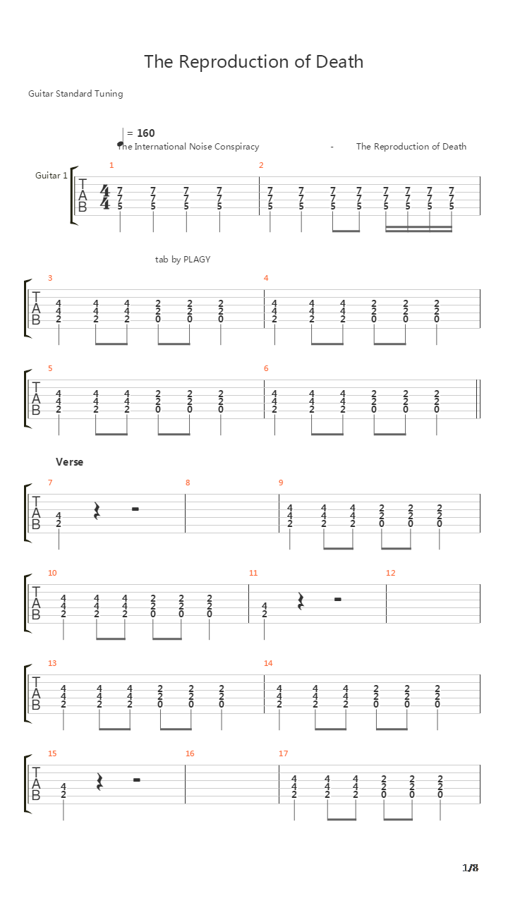 The Reproduction Of Death吉他谱