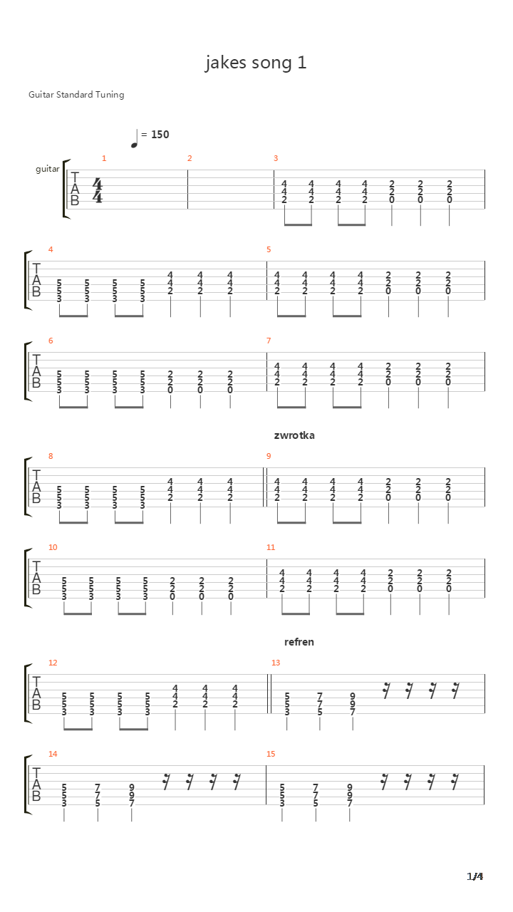 Jakes Song 1吉他谱