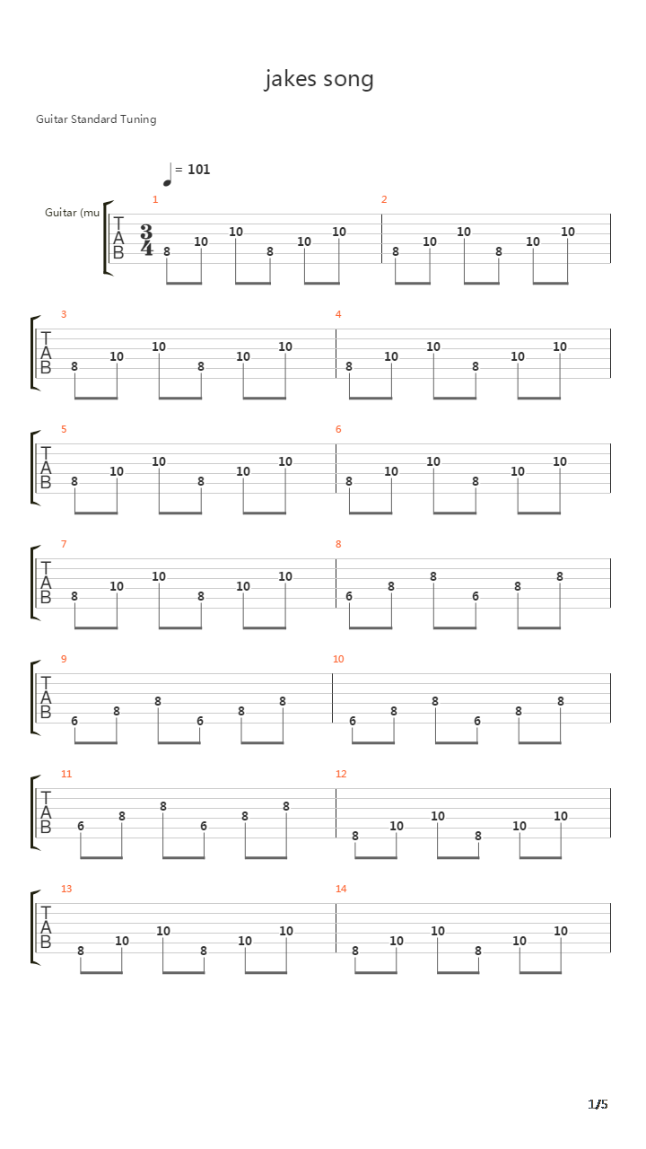 Jakes Song吉他谱