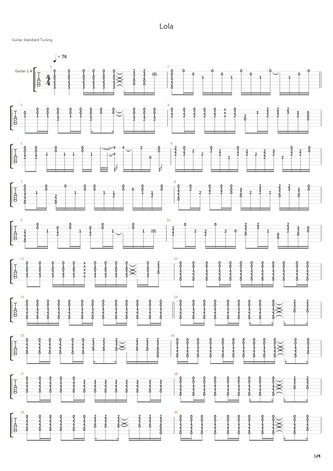 Lola吉他谱