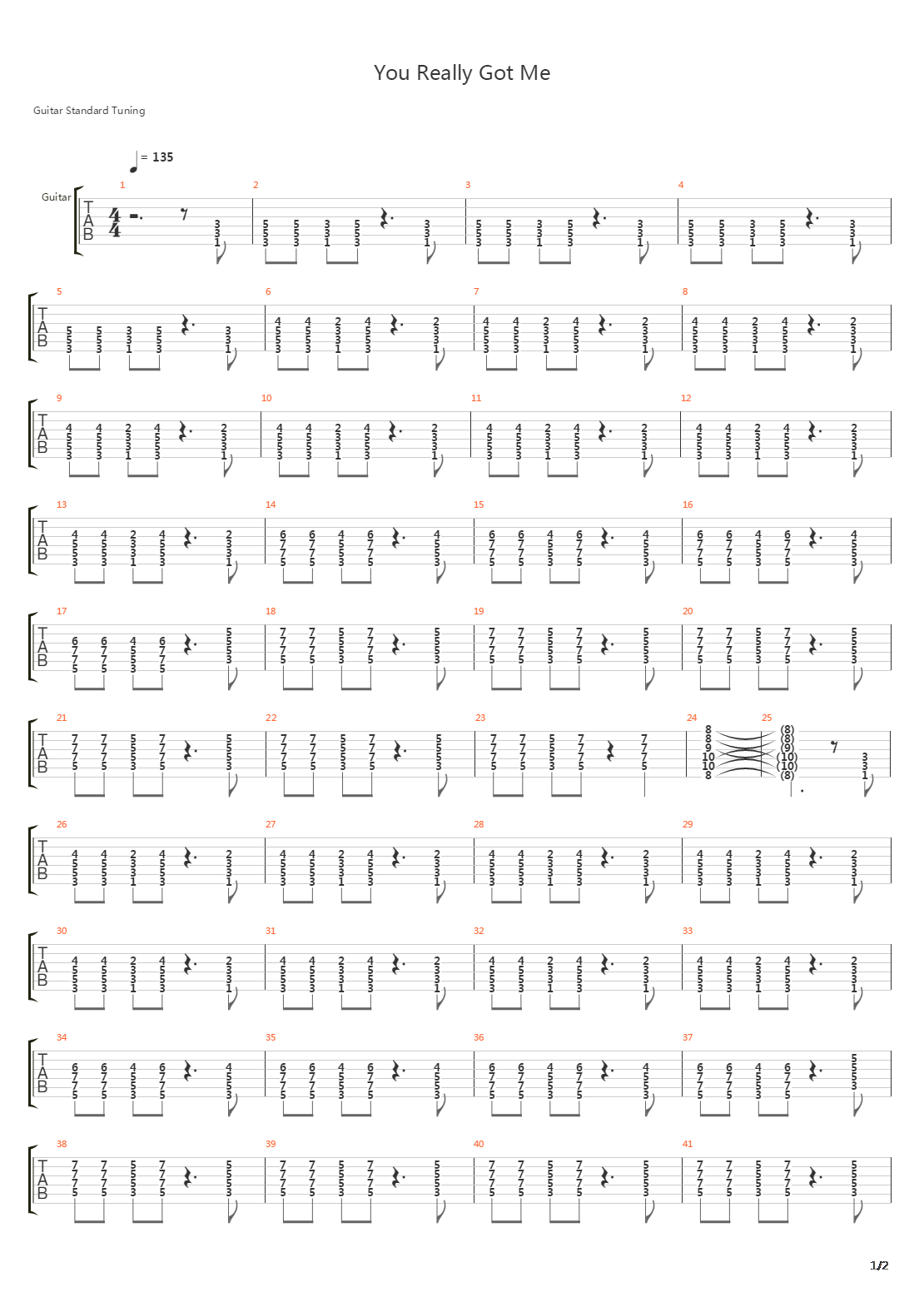 You Really Got Me吉他谱