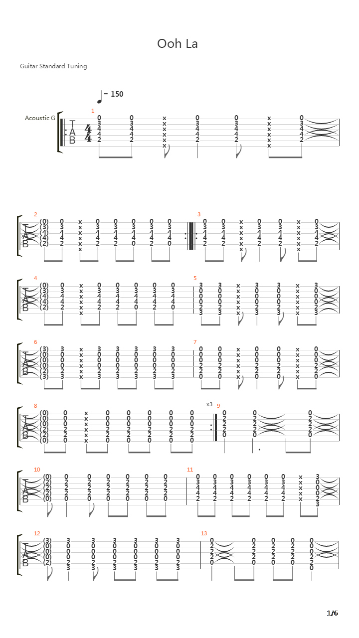 Ohh La吉他谱