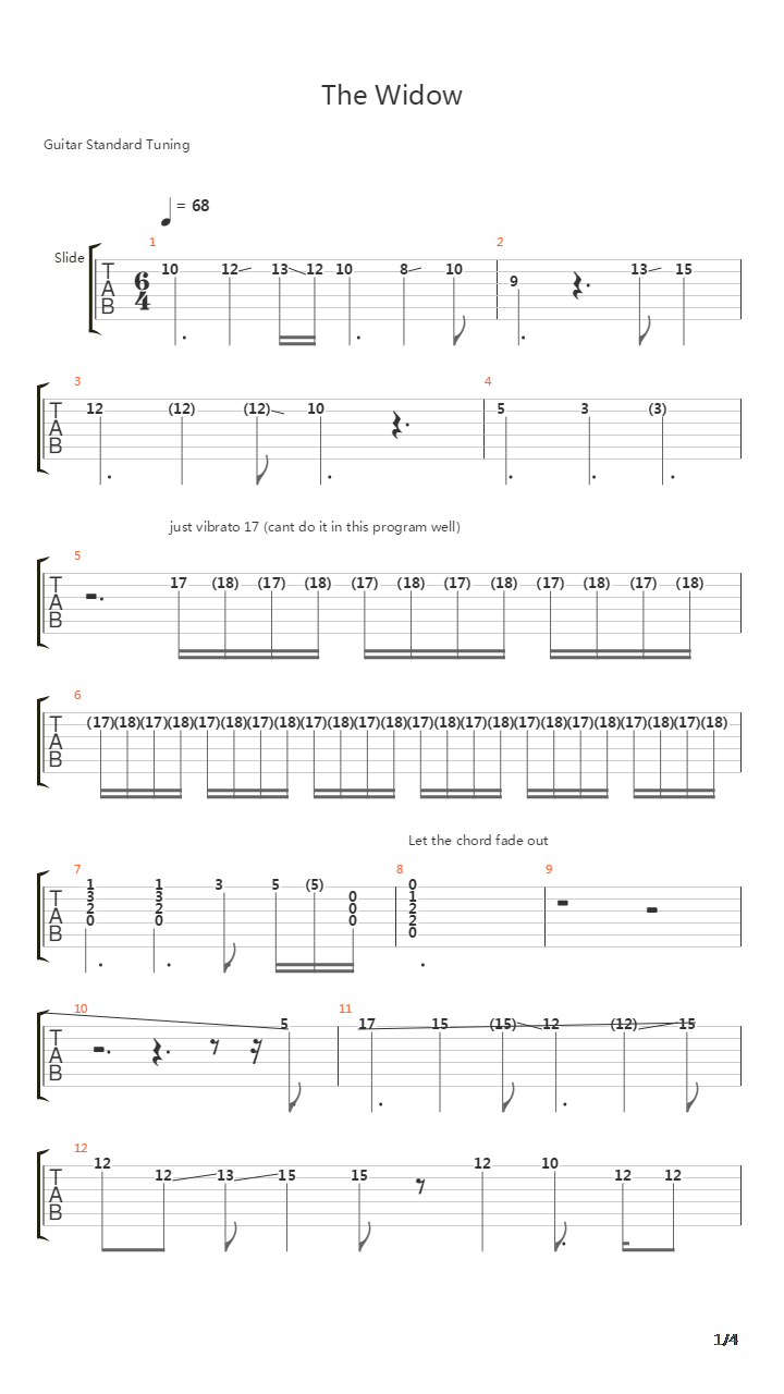 The Widow吉他谱