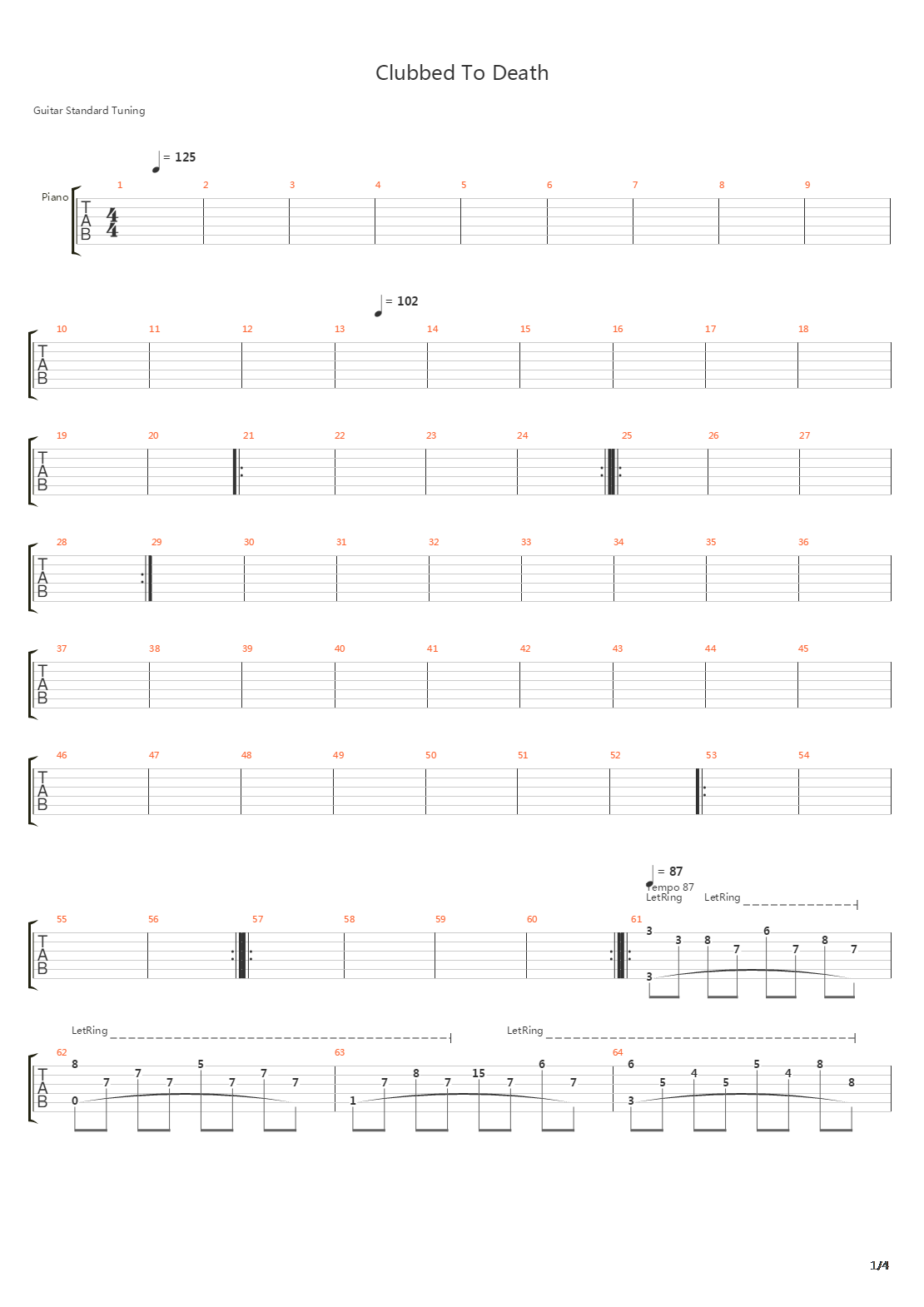 Clubbed To Death吉他谱