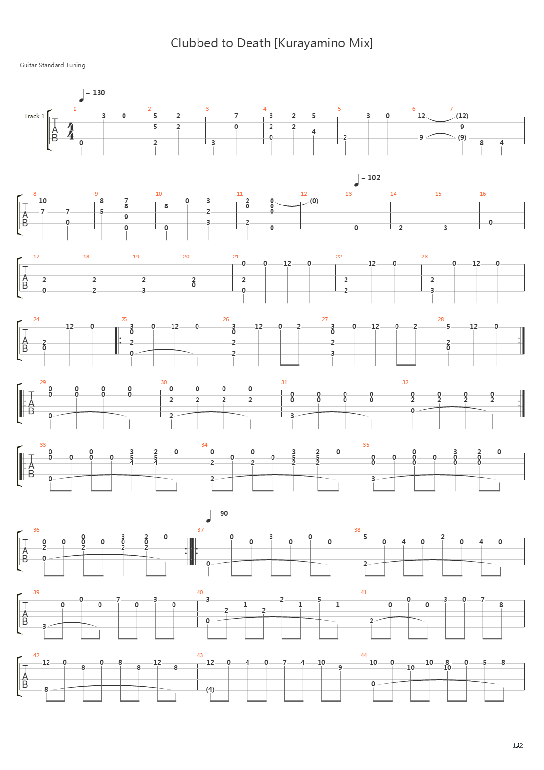 Clubbed to Death (Kurayamino Mix)吉他谱