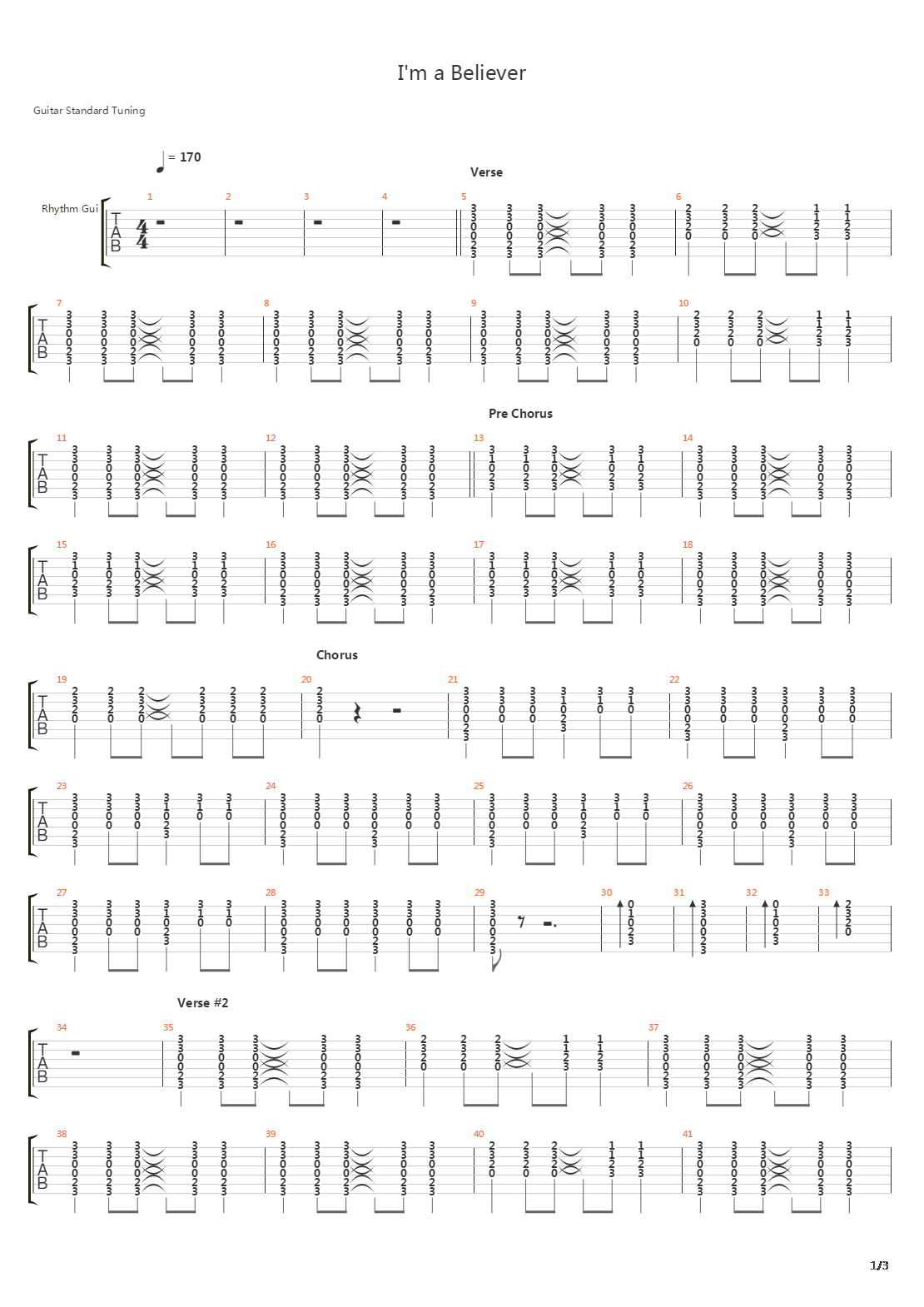 I'm A Believer吉他谱