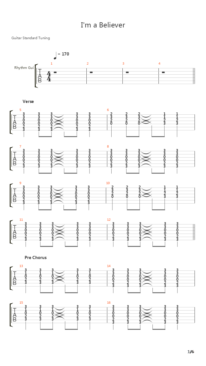 I'm A Believer吉他谱
