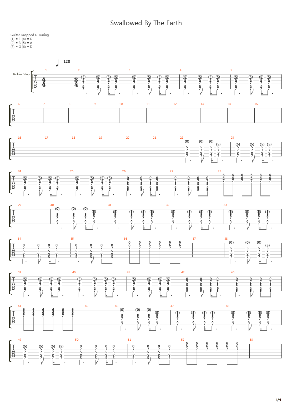 Swallowed By The Earth吉他谱