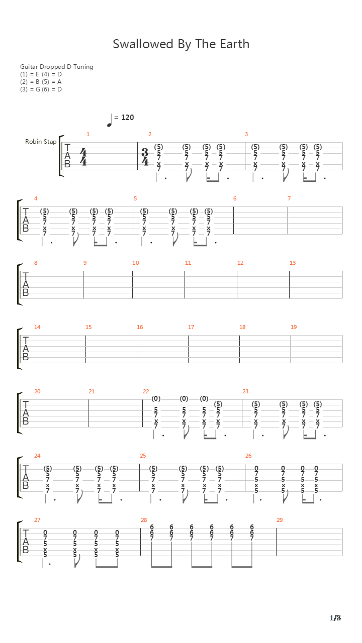 Swallowed By The Earth吉他谱