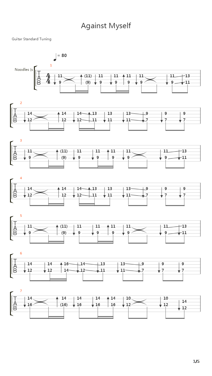 A Race Against Myself吉他谱