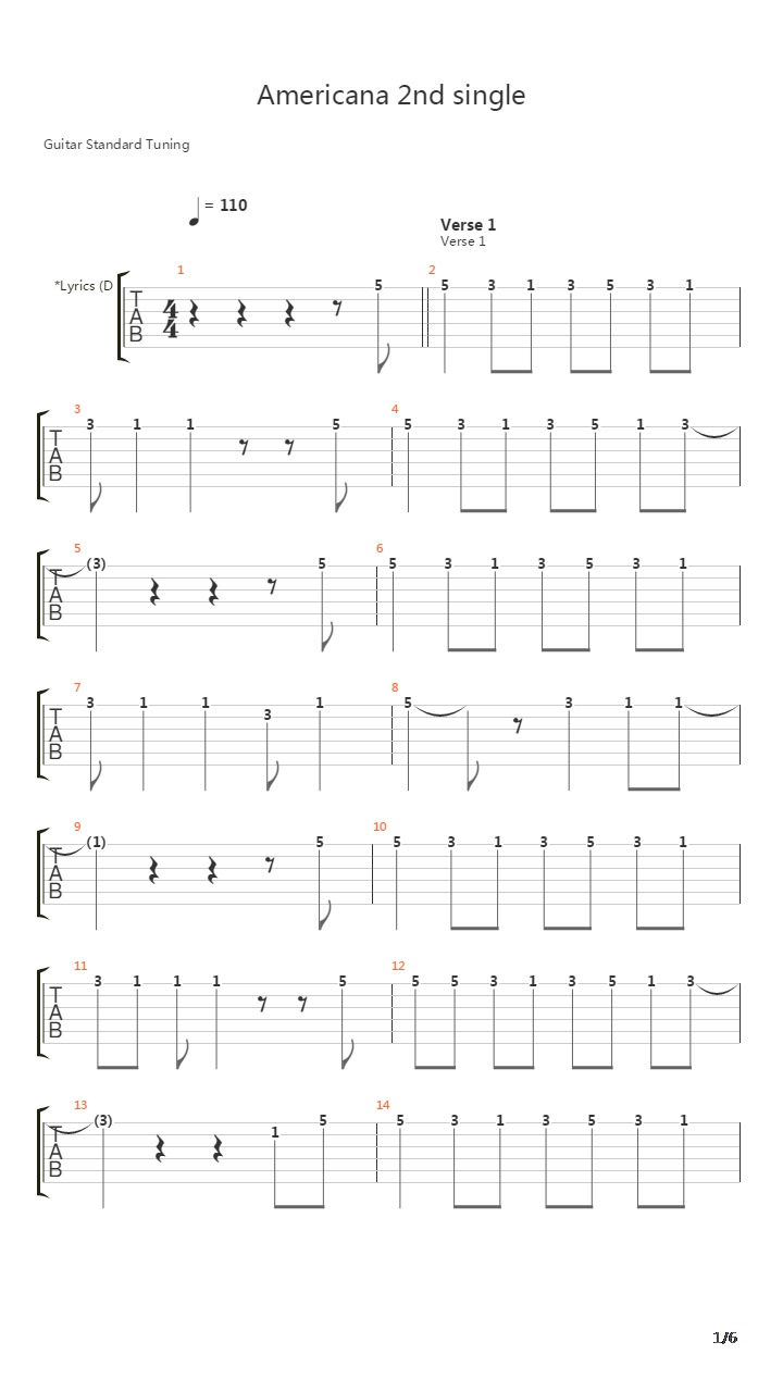 Americana 2nd Single吉他谱