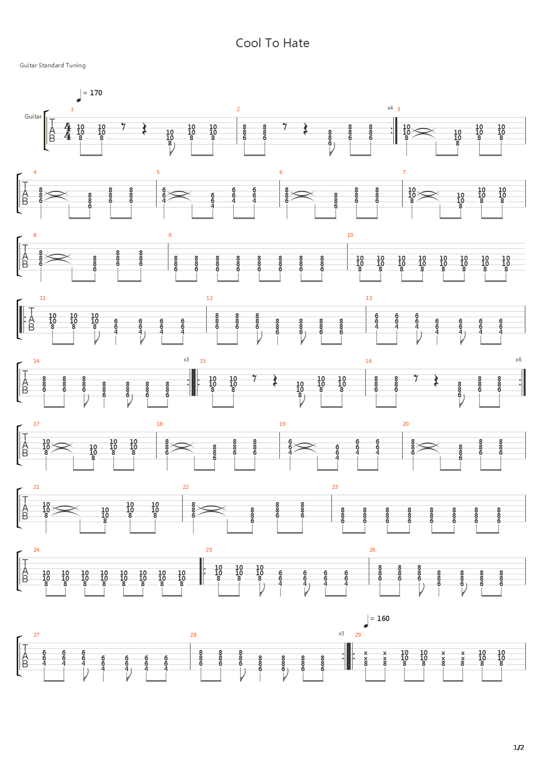 Cool To Hate吉他谱