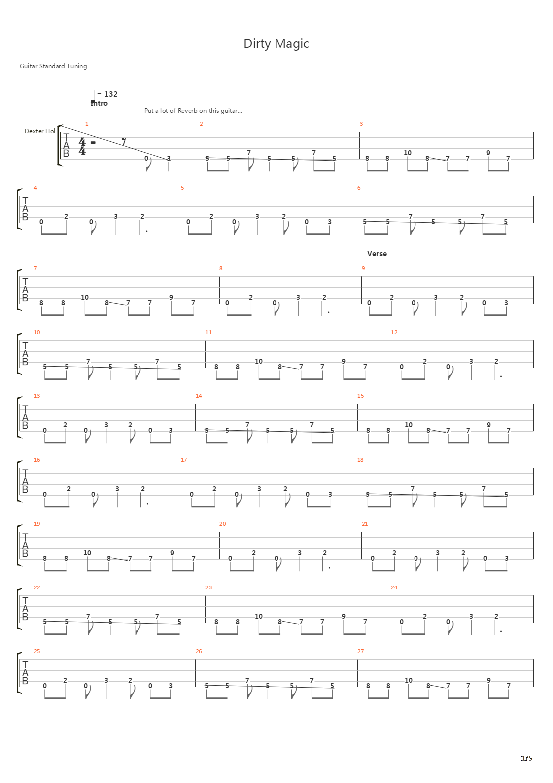 Dirty Magic吉他谱