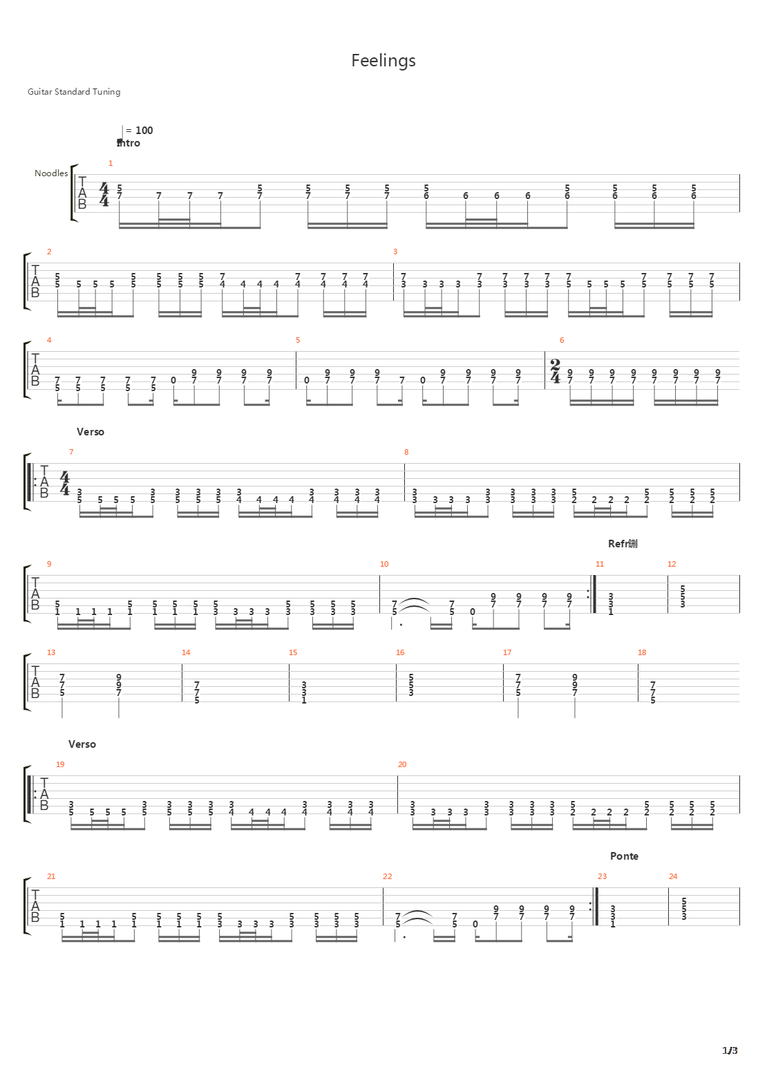 Feelings吉他谱
