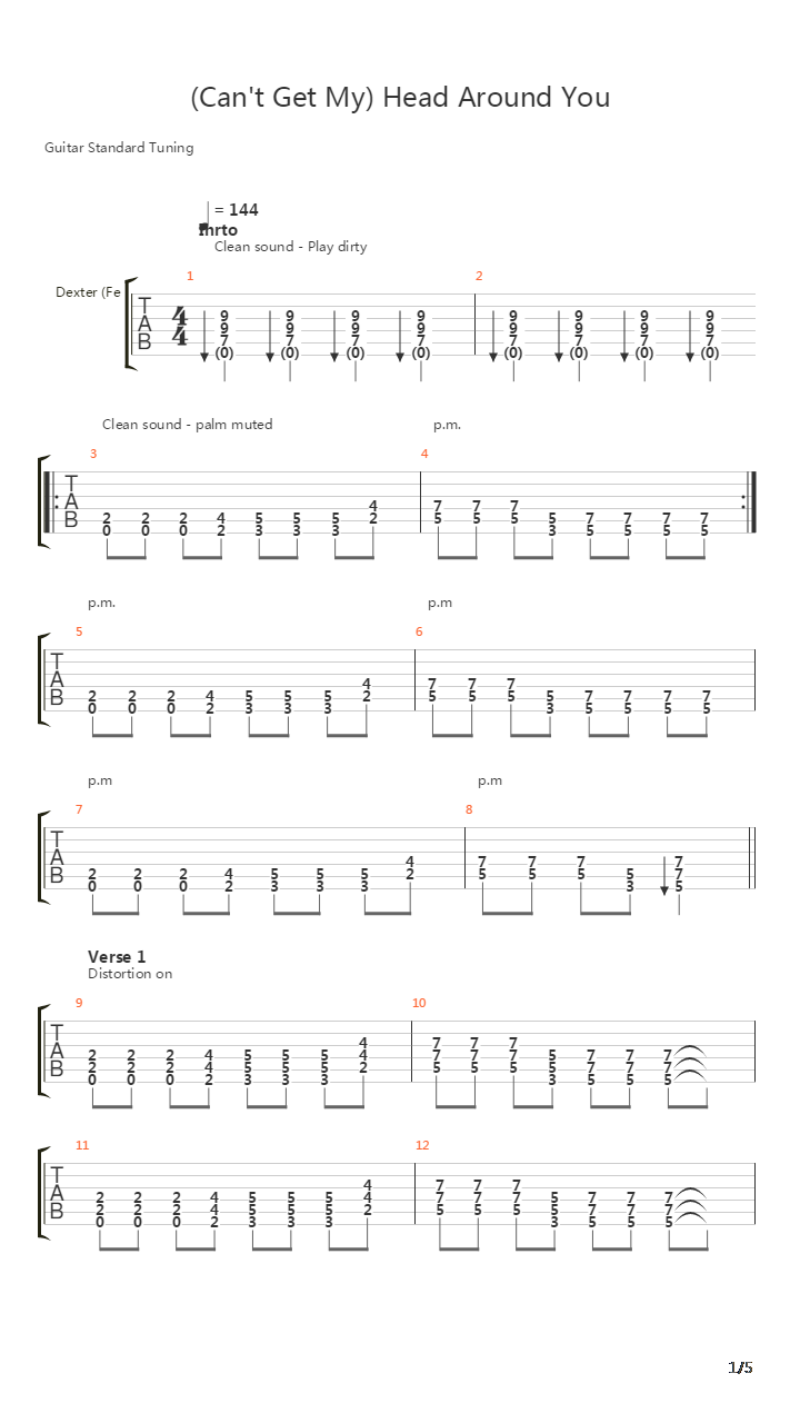 Head Around You吉他谱