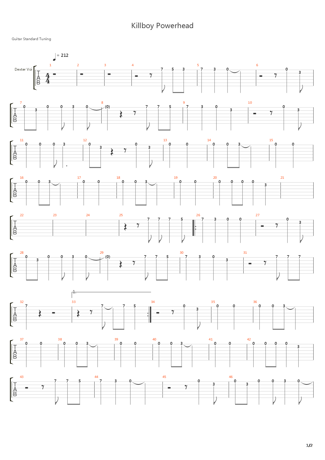 Killboy Powerhead吉他谱