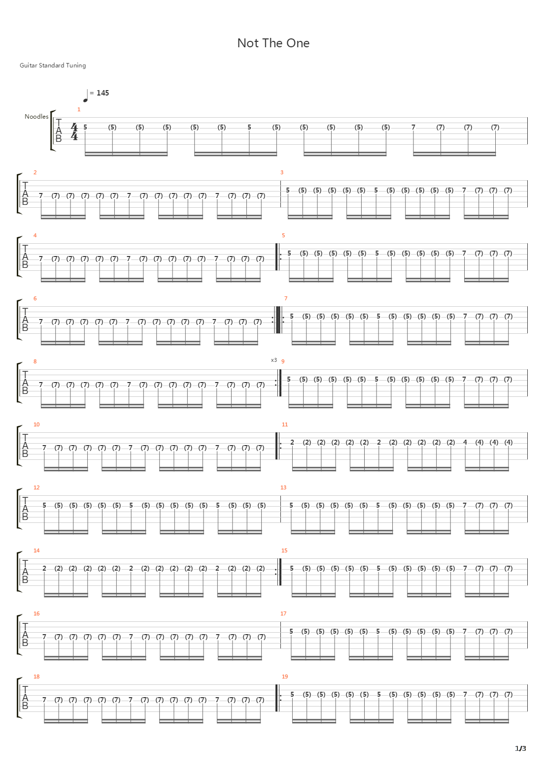 Not The One吉他谱