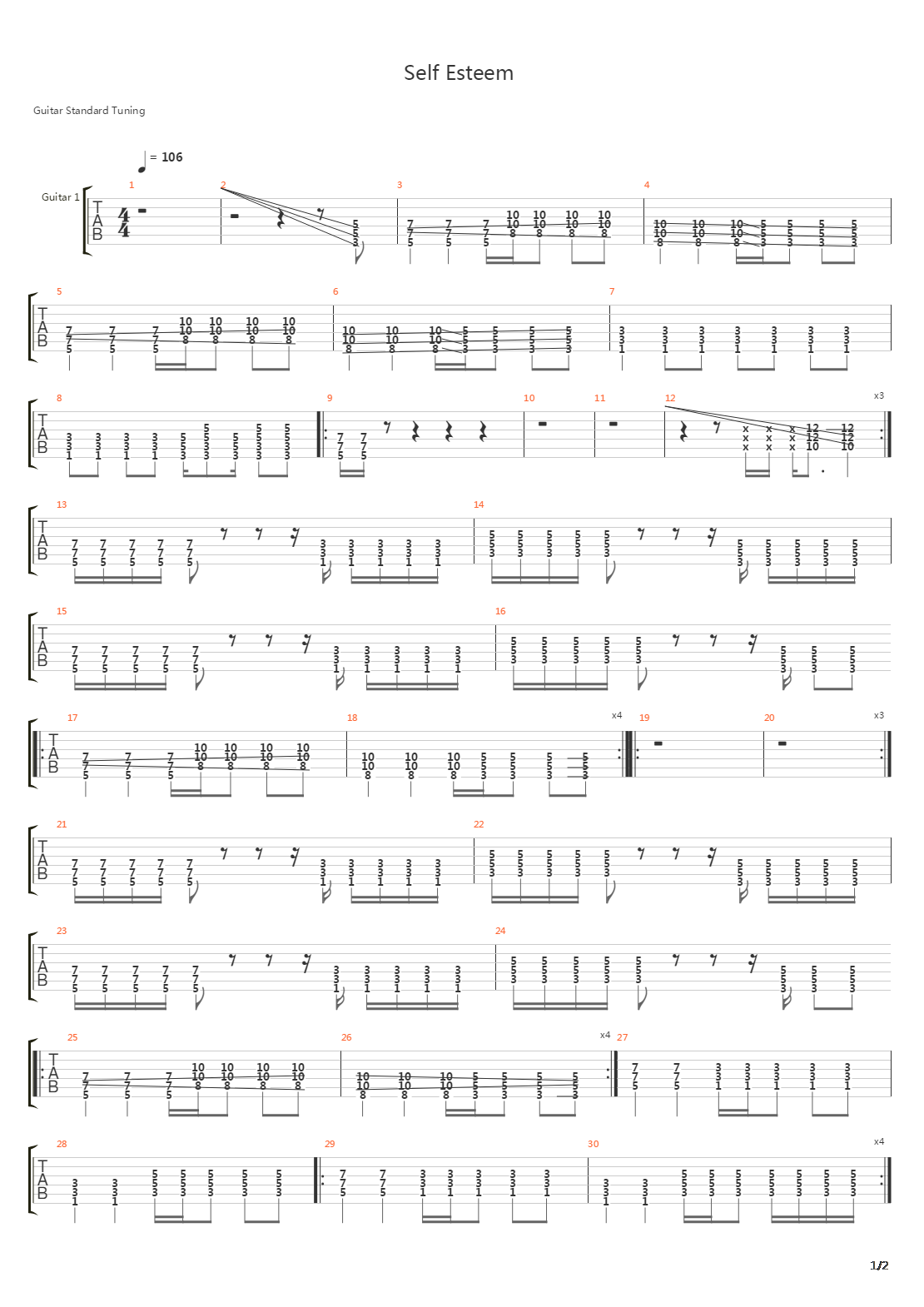Self Esteem吉他谱