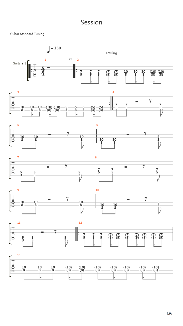 Session吉他谱