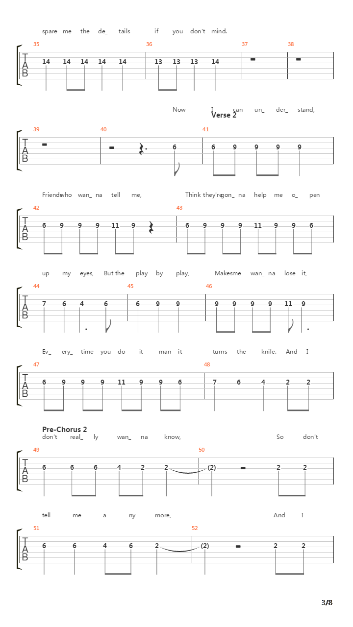 Spare Me The Details吉他谱