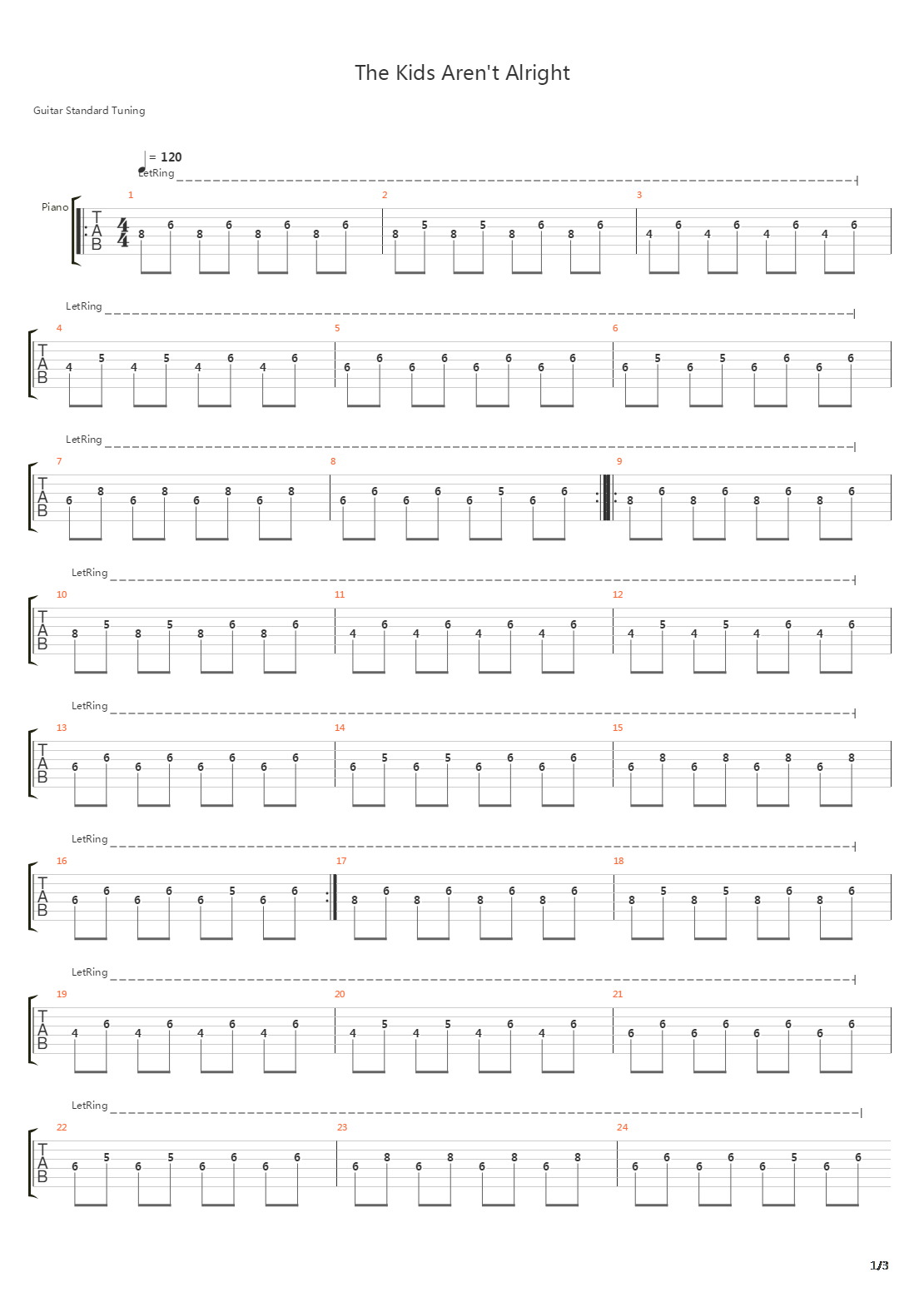 The Kid's Aren't AllRight Version Pianno, Violon吉他谱