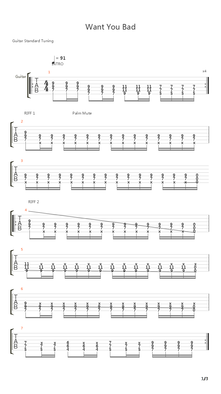 Want You Bad吉他谱
