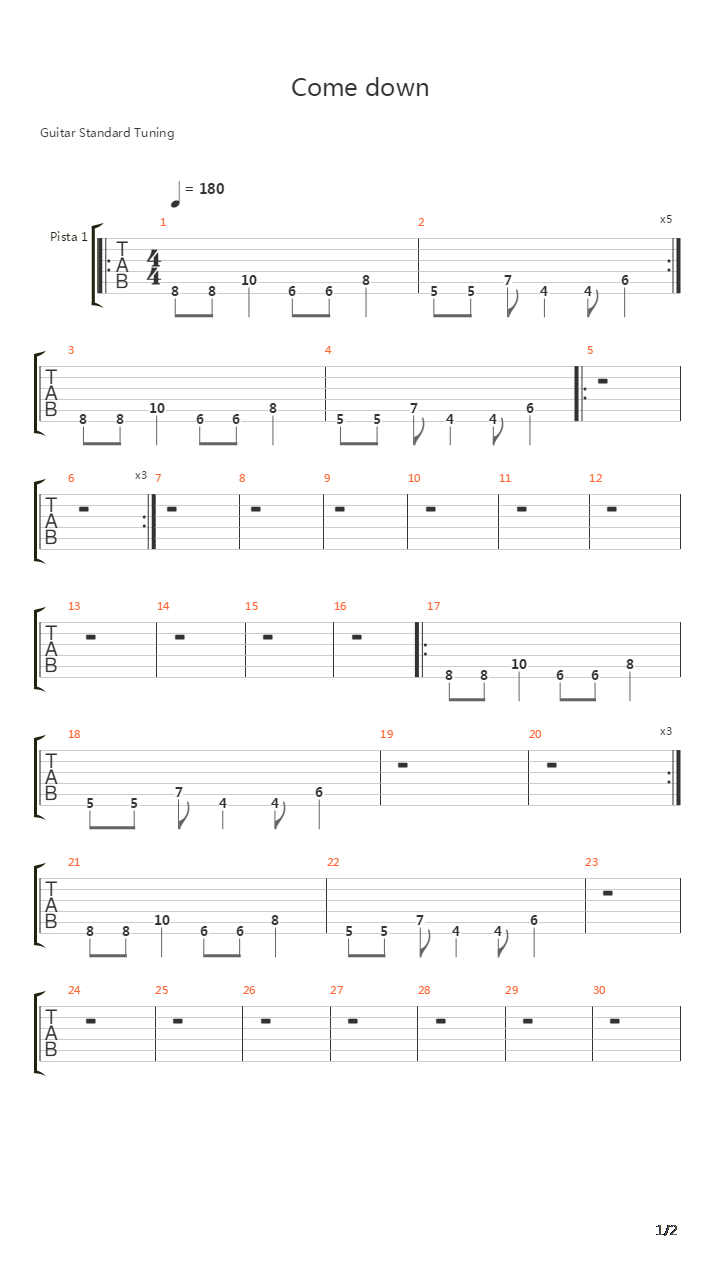 Come Down吉他谱