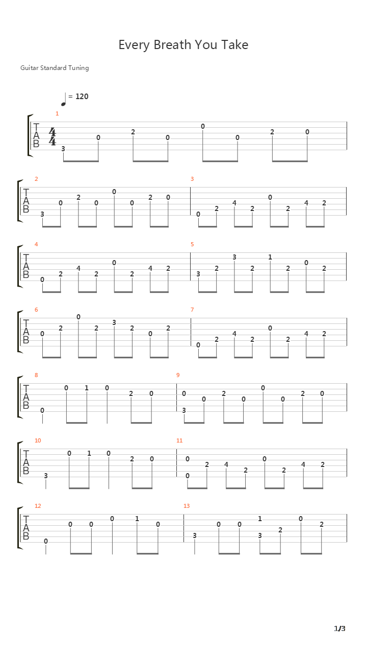 Every Breath You Take吉他谱