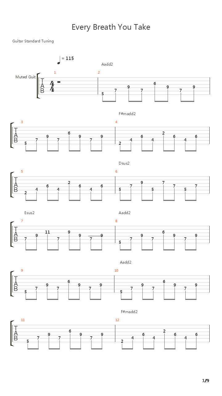 Every Breath You Take吉他谱