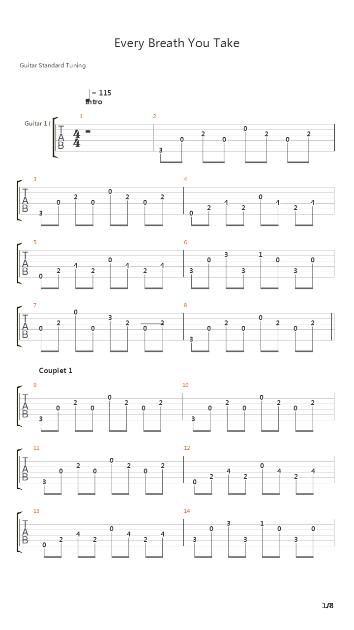 Every Breath You Take吉他谱