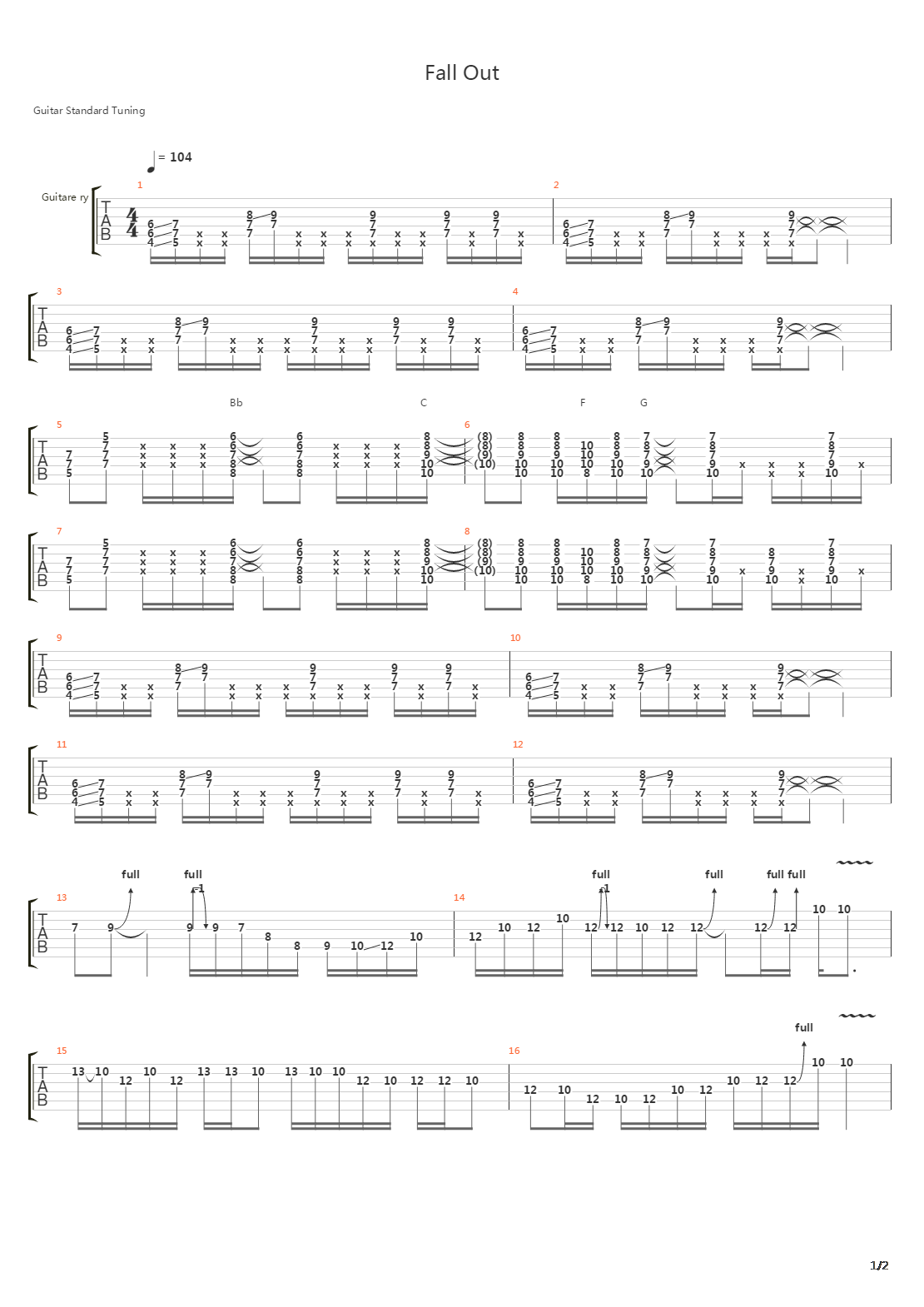 Fall Out吉他谱