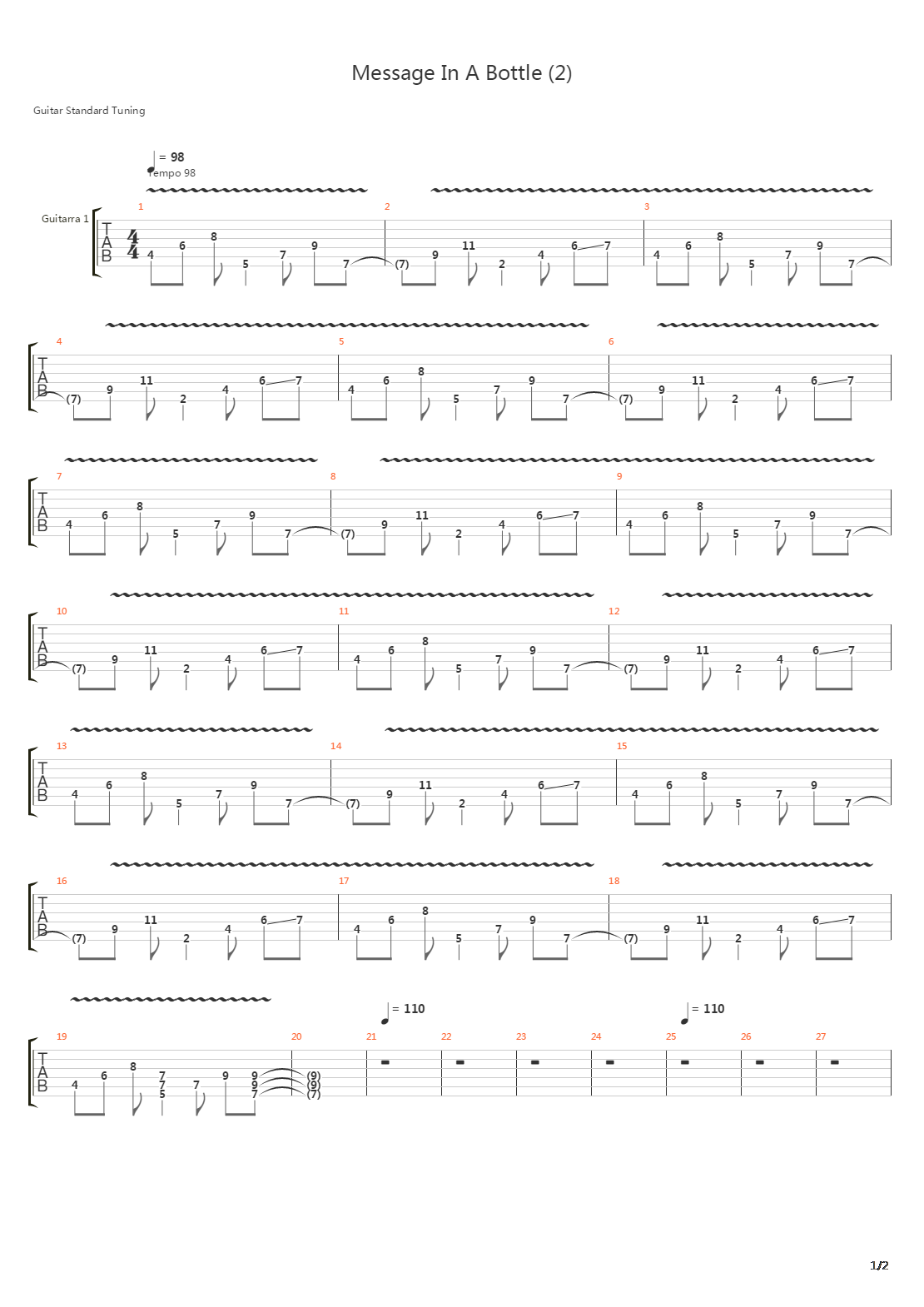 Message In A Bottle吉他谱